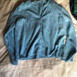 Urban Outfitters Blue Cardigan with Multicolor Dots